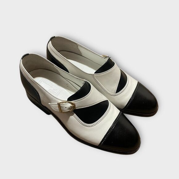 Vintage Sz 9 Custom Two-Tone Asymmetrical Buckle Men’s Dress Shoes 42 Formal - Picture 2 of 12